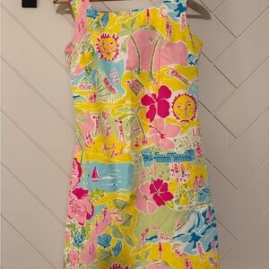 Lilly Pulitzer HTF Lillywood California white labePink and Yellow Tropical Dress